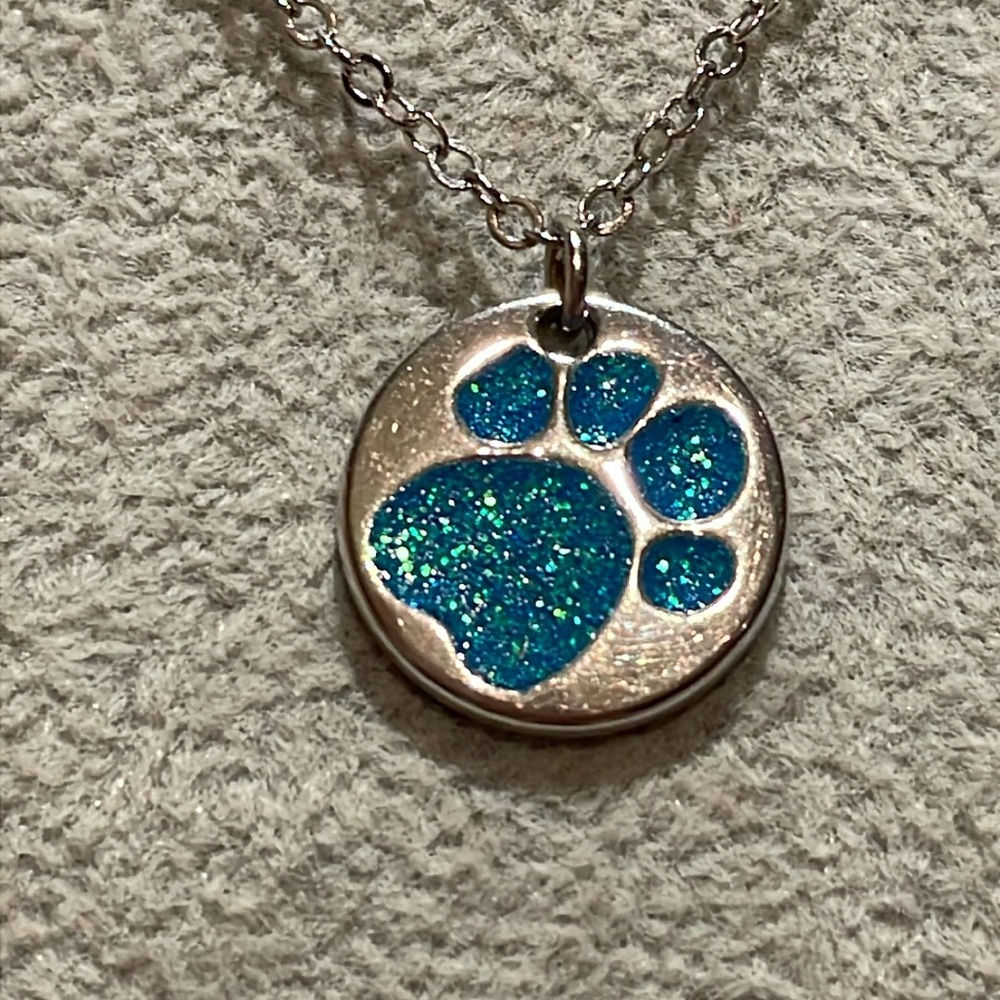 Silver and Blue Tree Pendant Necklace